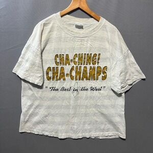 Vintage Four Seasons Cha-Ching Cha-Champs Graphic T-Shirt Grey Marl XL 21x29